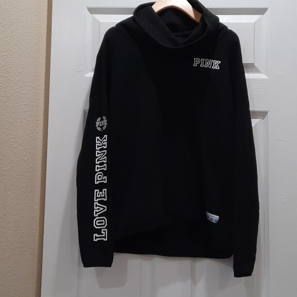 Pink High Low Funnel Neck Sweatshirt